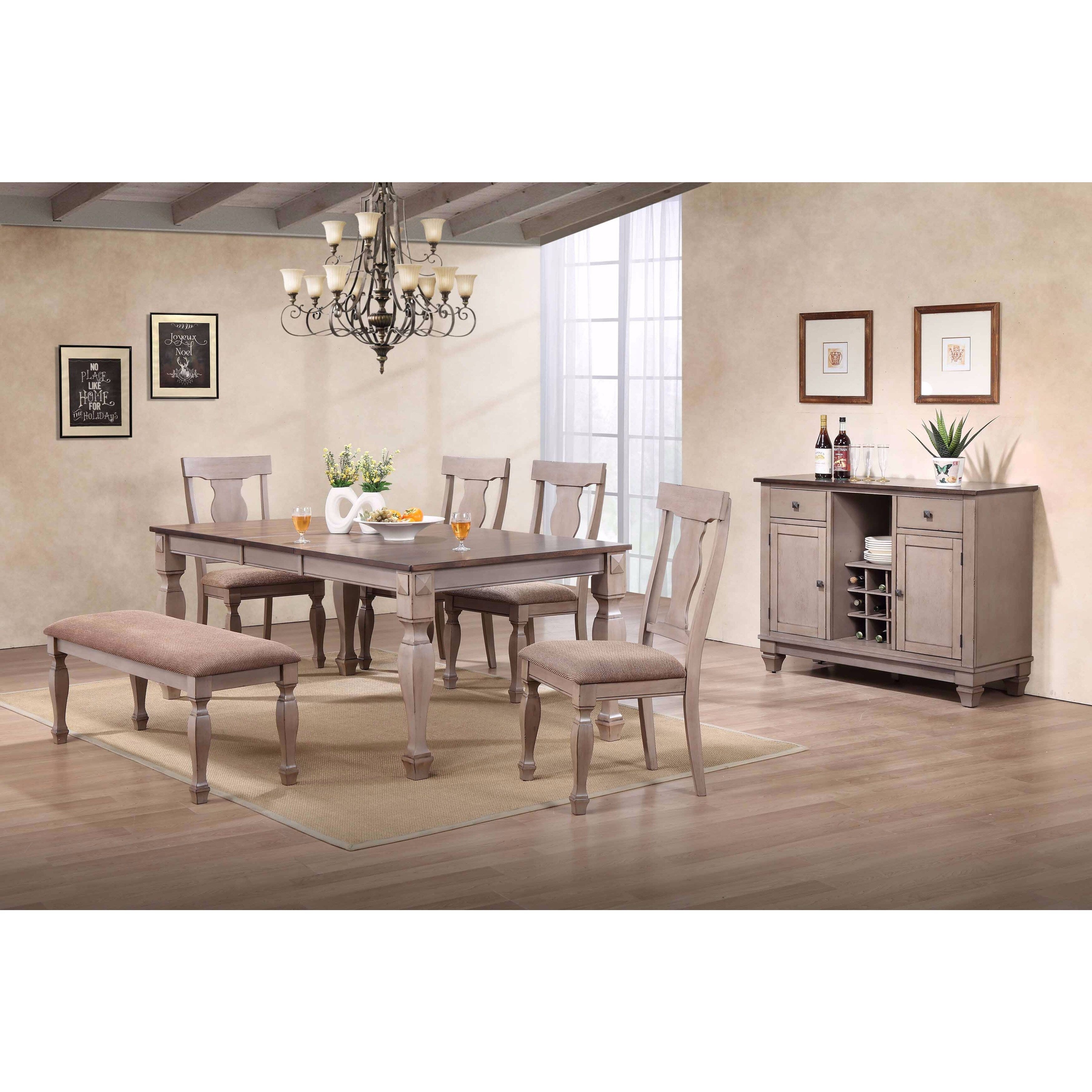 Two Tone Brown Wood Rectangle Dinette Dining Room Table With 18 Inch Butterfly Extension Leaf