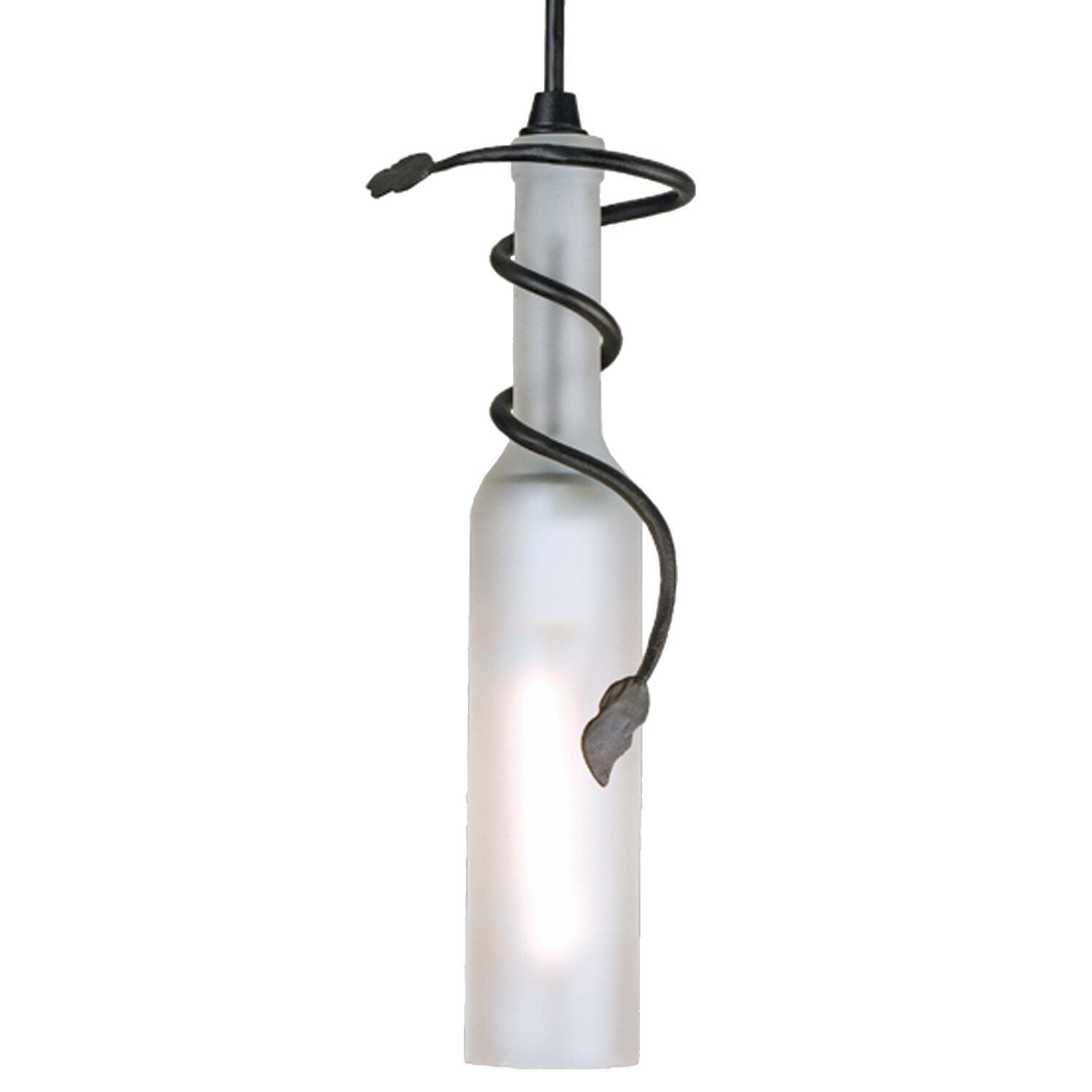 2 W Tuscan Vineyard Frosted White Wine Bottle Mini Pendant