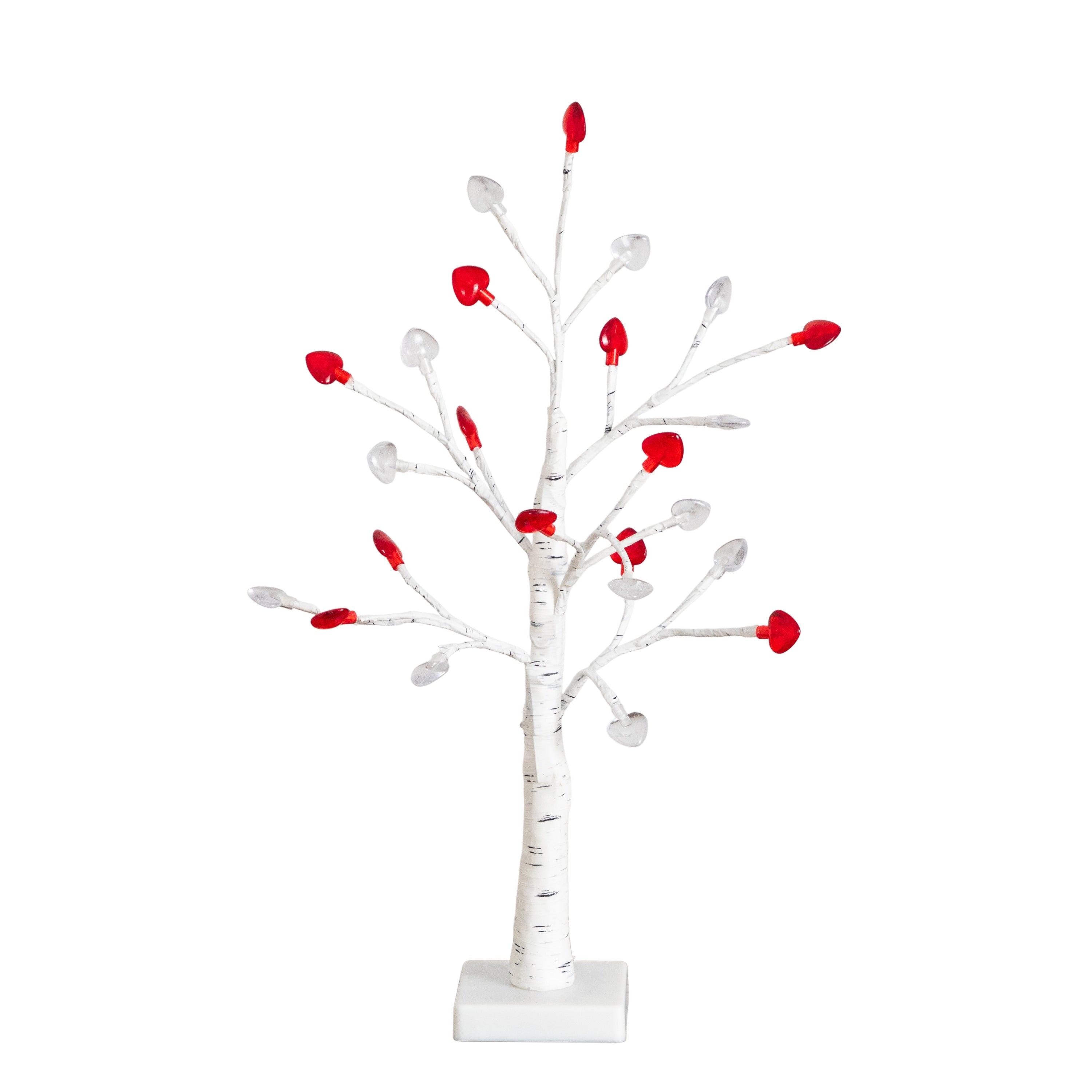 2 Ft Pre Lit Valentines Day Twig Tree With 24 Red White Lights