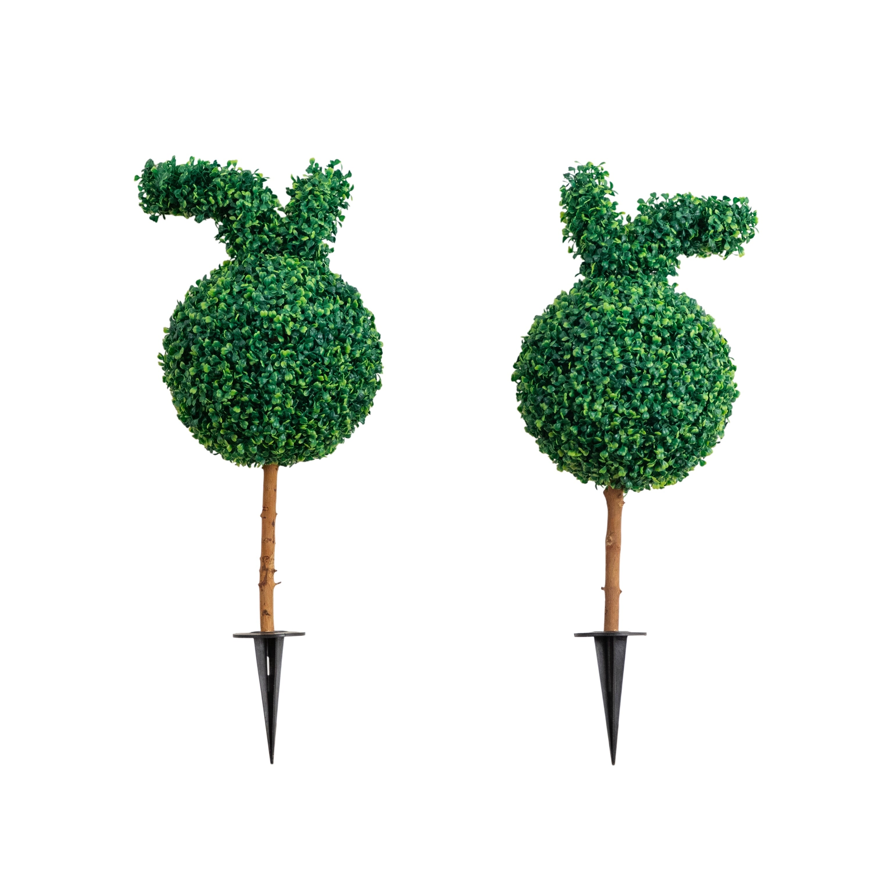 2 Ft Uv Resistant Artificial Easter Bunny Boxwood Topiary Set Of 2