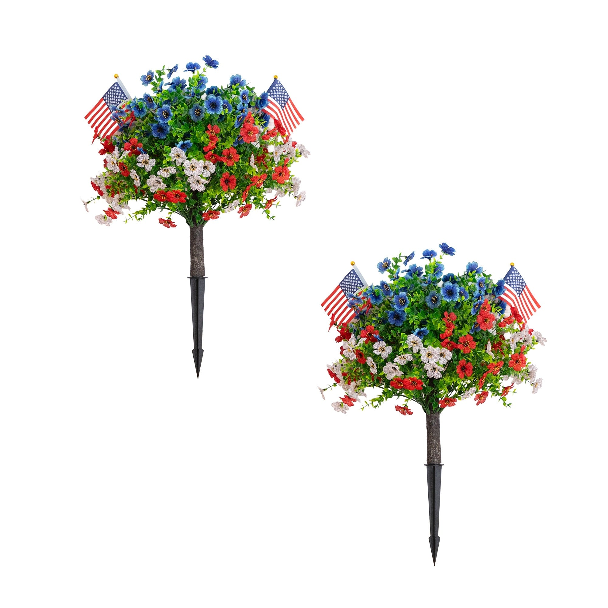 2 Ft Uv Resistant Red White And Blue Daisy Ground Stake Set Of 2