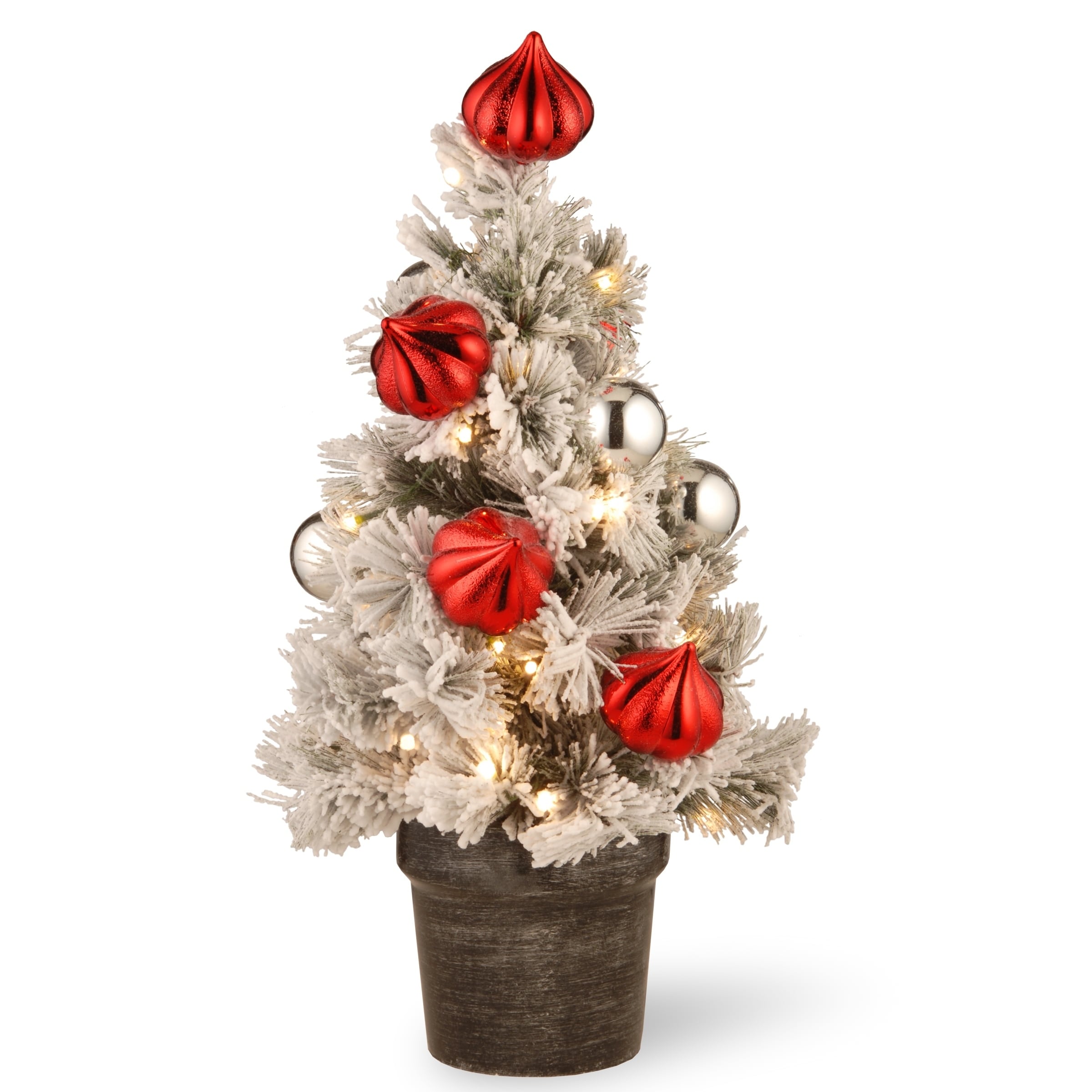National Tree Company 2 Snowy Bristle Pine Tabletop Christmas Tree With Battery Operated Led Lights