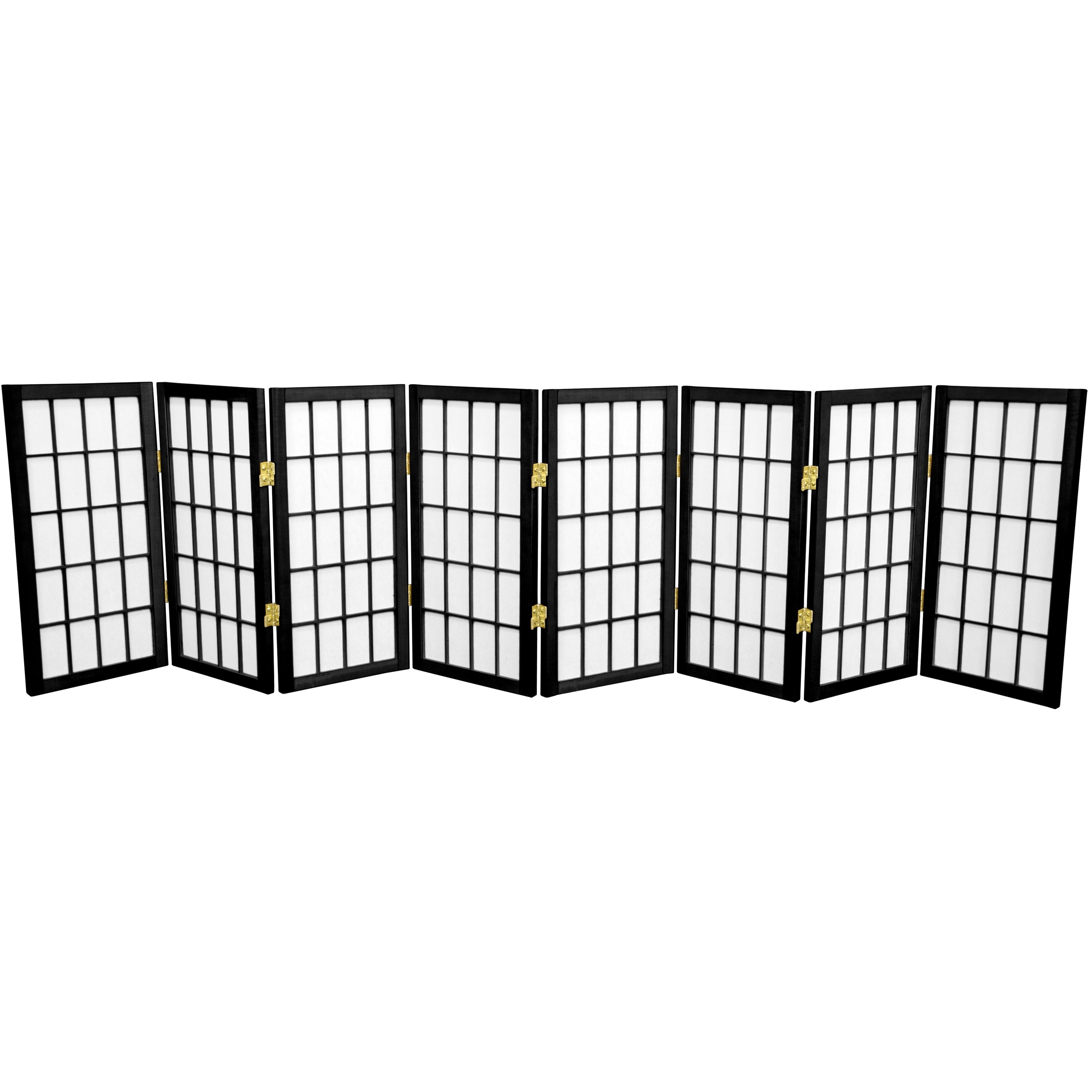 2 Ft. Tall Desktop Window Pane Shoji Screen Black 8 Panels