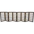 2 Ft. Tall Desktop Window Pane Shoji Screen Walnut 8 Panels