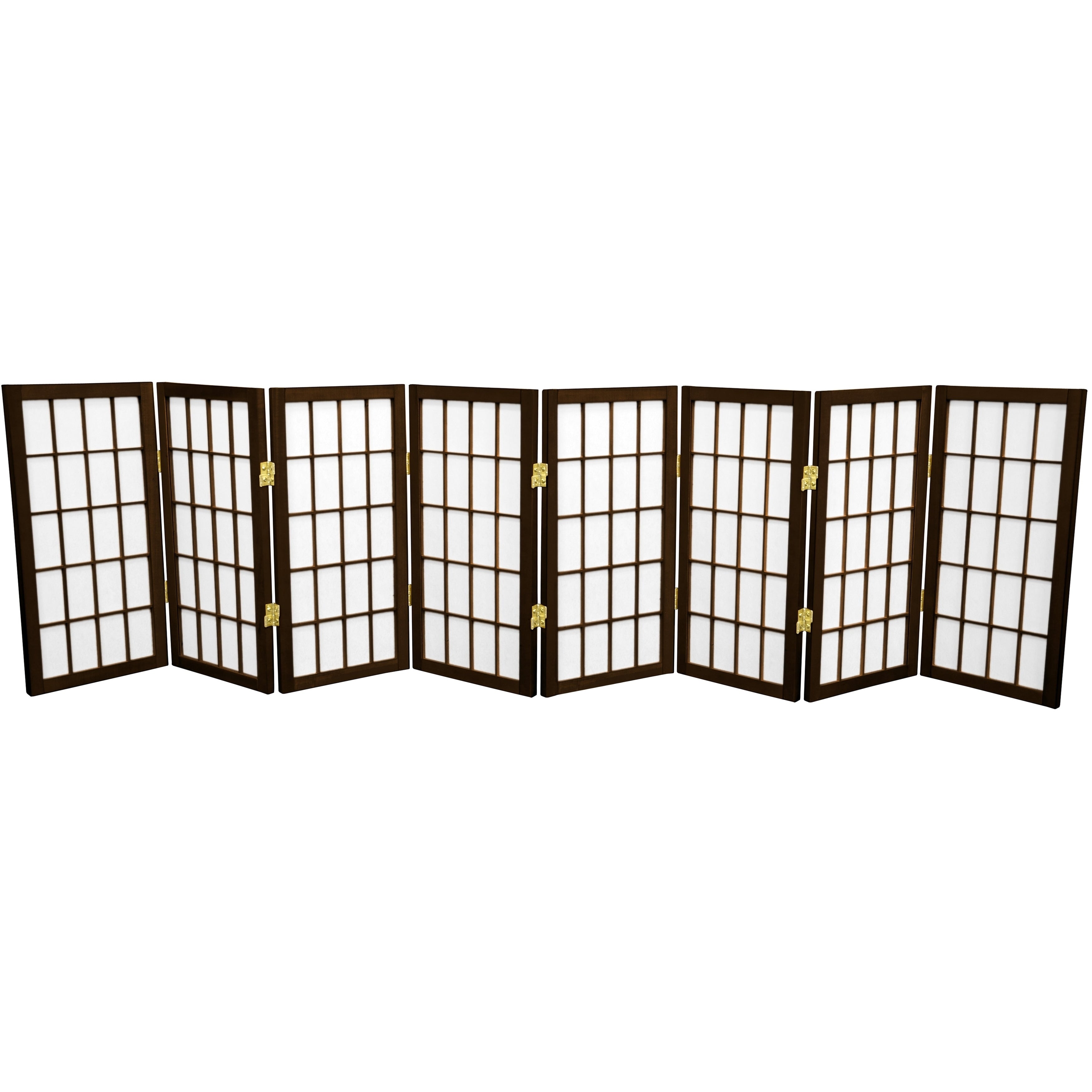 2 Ft. Tall Desktop Window Pane Shoji Screen Walnut 8 Panels
