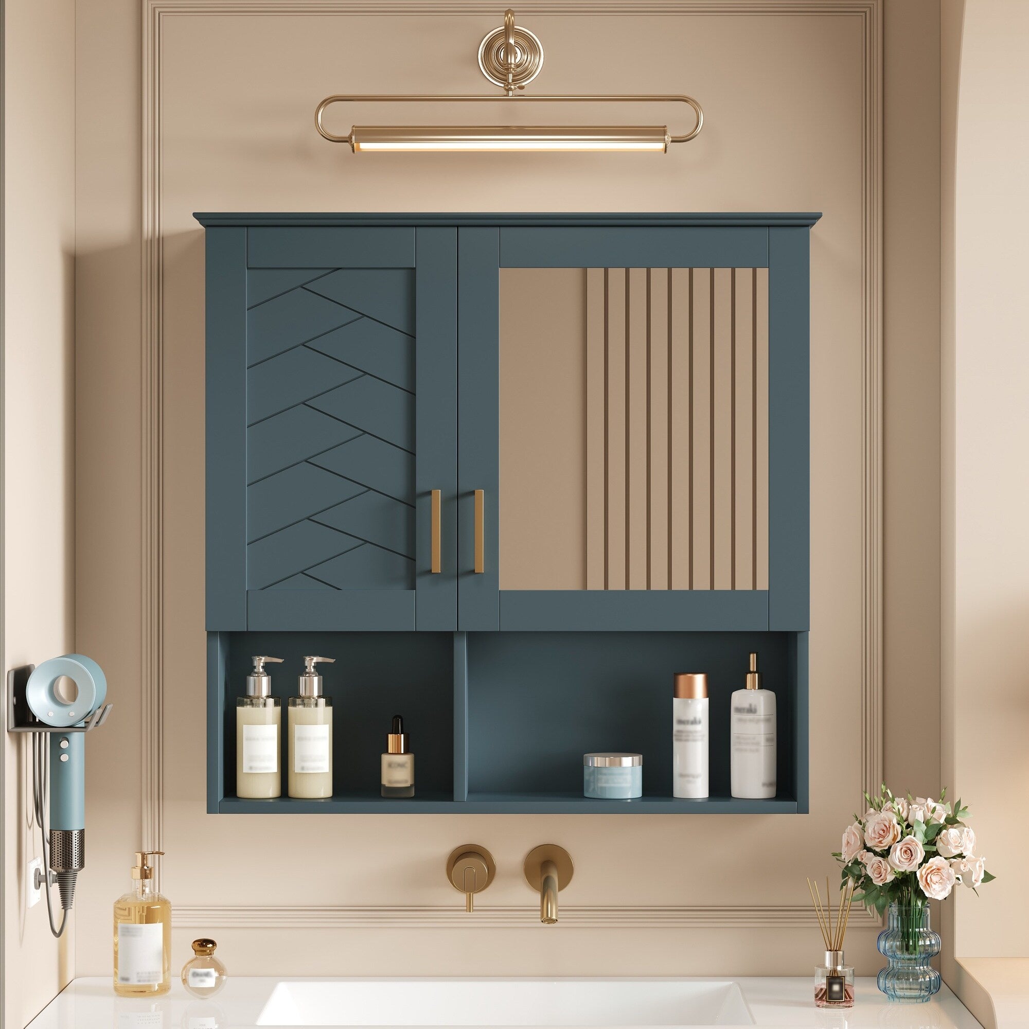 2 In 1 Bathroom Mirror Cabinet 30 Inch Wall Mounted Medicine Cabinet With Adjustable Shelves Soft Close Doors