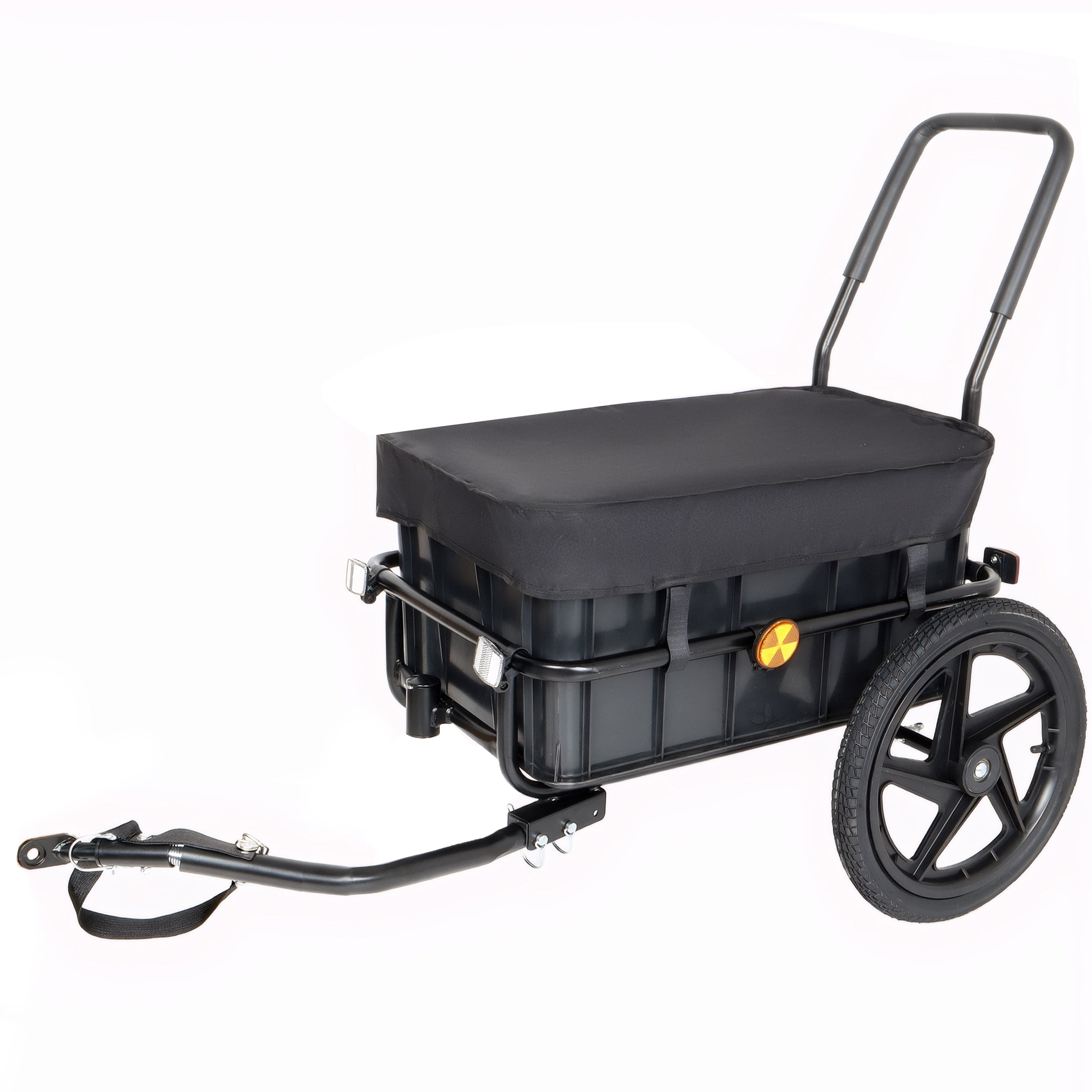 2 In 1 Bike Cargo Trailer Pushcart Bicycle Trailer With Removable Box And Waterproof Cover Pushcart Stroller With Tow Hitch