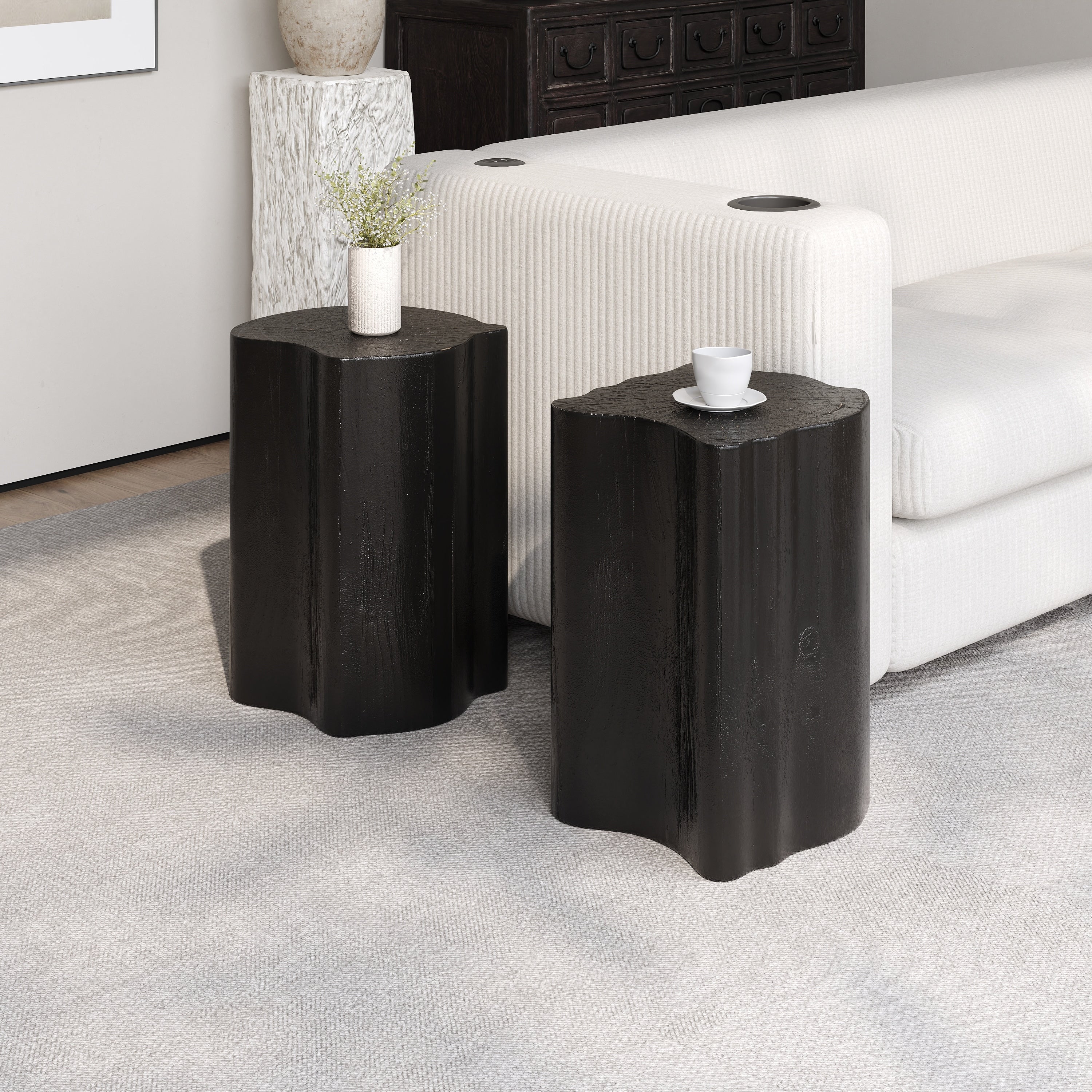 2 In 1 Irregular Mgo End Table Split Design