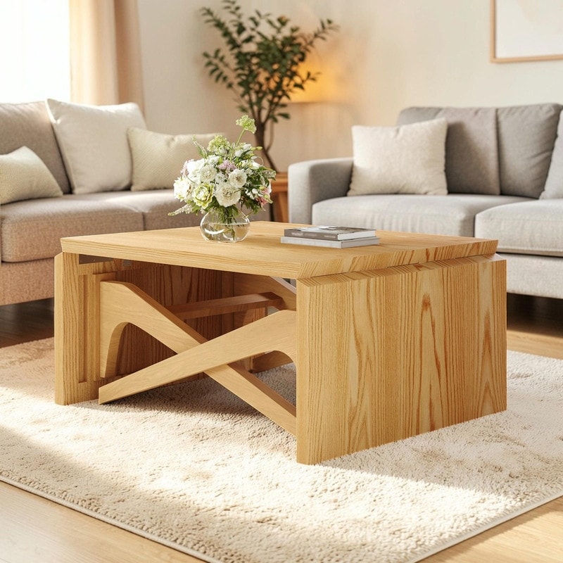 2 In 1 Transformer Coffee Table With Lift Top Expandable Dining Table Adjustable Height
