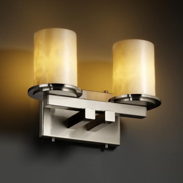 Justice Design Group Clouds Dakota 2 Light Brushed Nickel Bath Bar Clouds Cylinder Flat Rim Shade