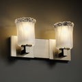 Justice Design Group Veneto Luce Modular 2 Light Brushed Nickel Bath Bar White Frosted Cylinder Rippled Rim Shade Silver