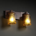 Justice Design Group Veneto Luce Modular 2 Light Dark Bronze Bath Bar Amber Cylinder Rippled Rim Shade