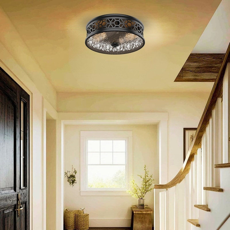 2 Light Flush Mount Light Glass Bedroom Light Black Corridor Light N A