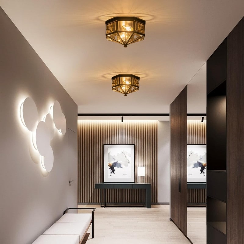 2 Light Mount Flush Light Copper Bedroom Light Black Ceiling Light N A