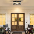2 Light Porch Light Glass Metal Light Fixture Black Ceiling Light N A