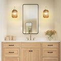2 Pack Rechargeable Bulb Lights Glass Iron Wall Sconces Amber Light Fixture N A