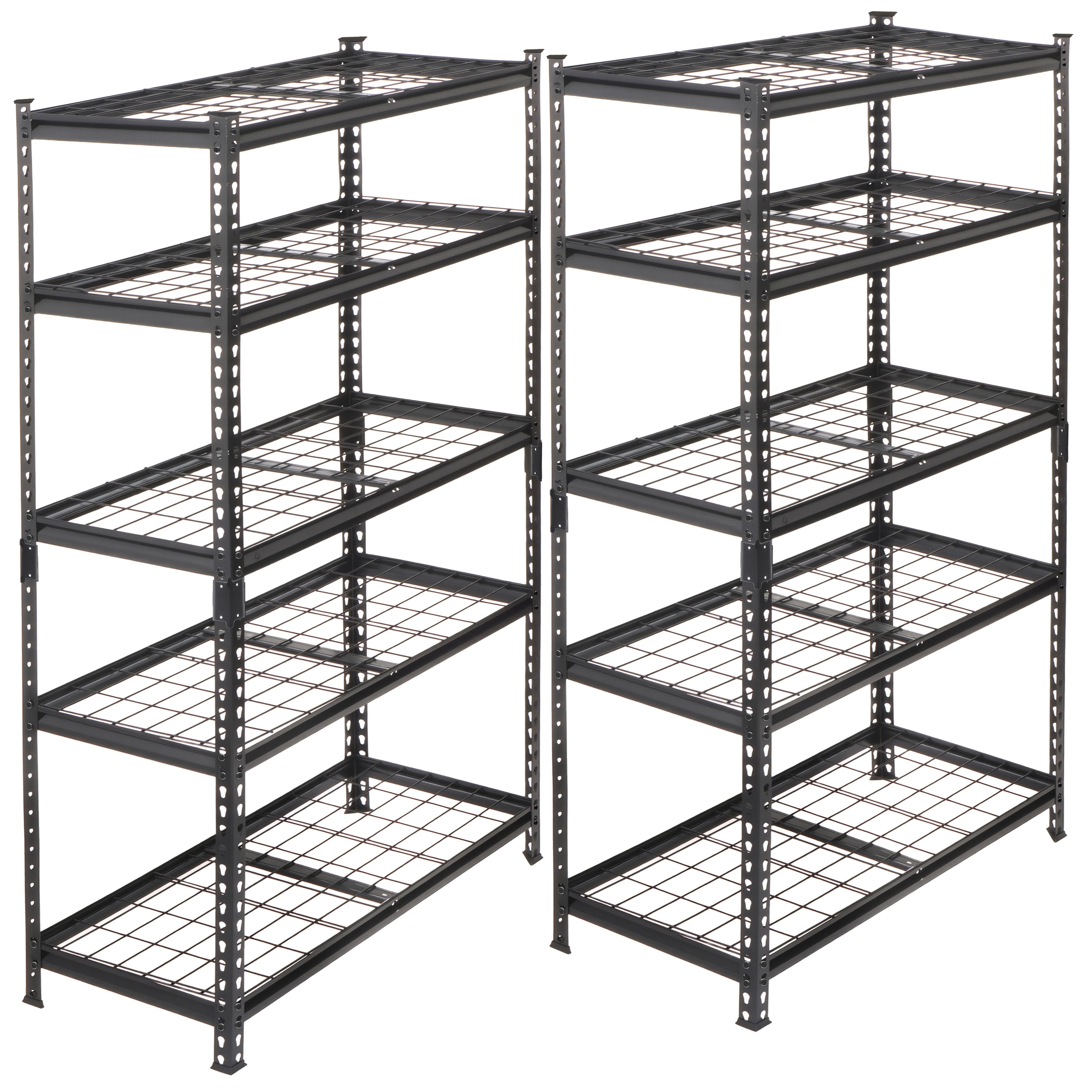 2 Piece 5 Tier Storage Shelves Set Heavy Duty Garage Shelving Adjustable Shelving Unit Steel Shelf Boltless Assembly