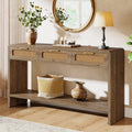 2 Tier Entryway Table With Drawers Console Sofa Table For Living Room 13.78 D X 55.12 W X 32.68 H