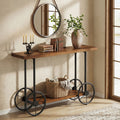 2 Tier Solid Wood Console Sofa Table With Storage Shelves