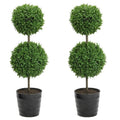 2 X 18 Faux Tabletop English Boxwood 2 Ball Topiary In Pot Green