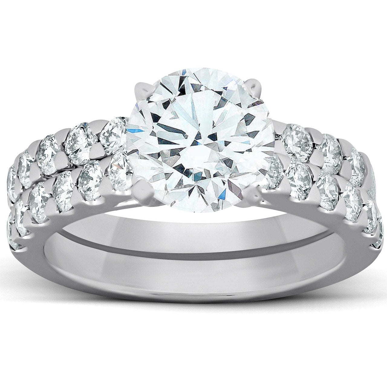 2.27Ct Diamond Engagement Matching Wedding Ring Set 14K White Gold Lab Grown