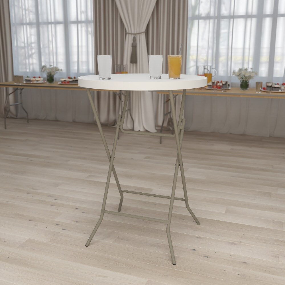 32 Inch Round Granite White Plastic Bar Height Folding Table