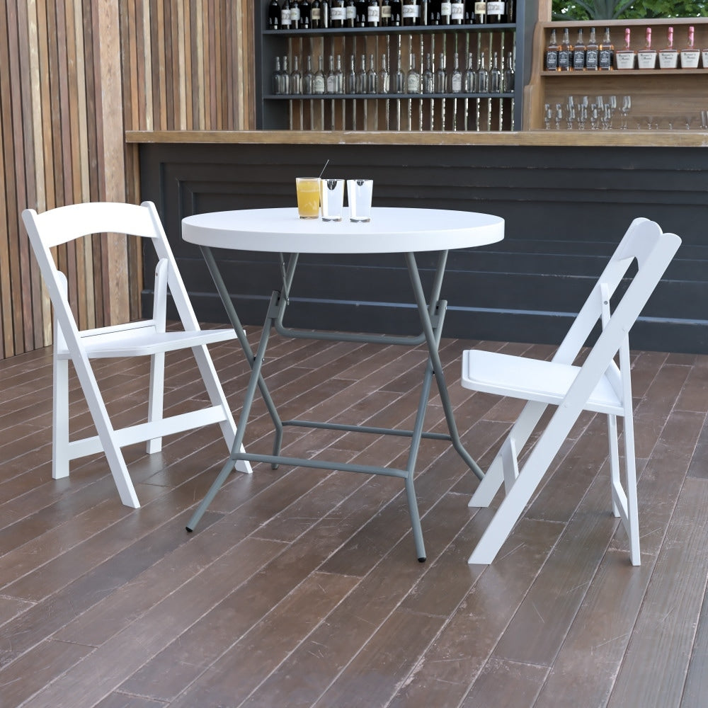 31.5 Inch Round Granite White Plastic Folding Table