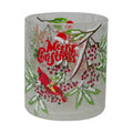 2.75 Hand Painted Christmas Cardinal And Pine Flameless Glass Candle Holder