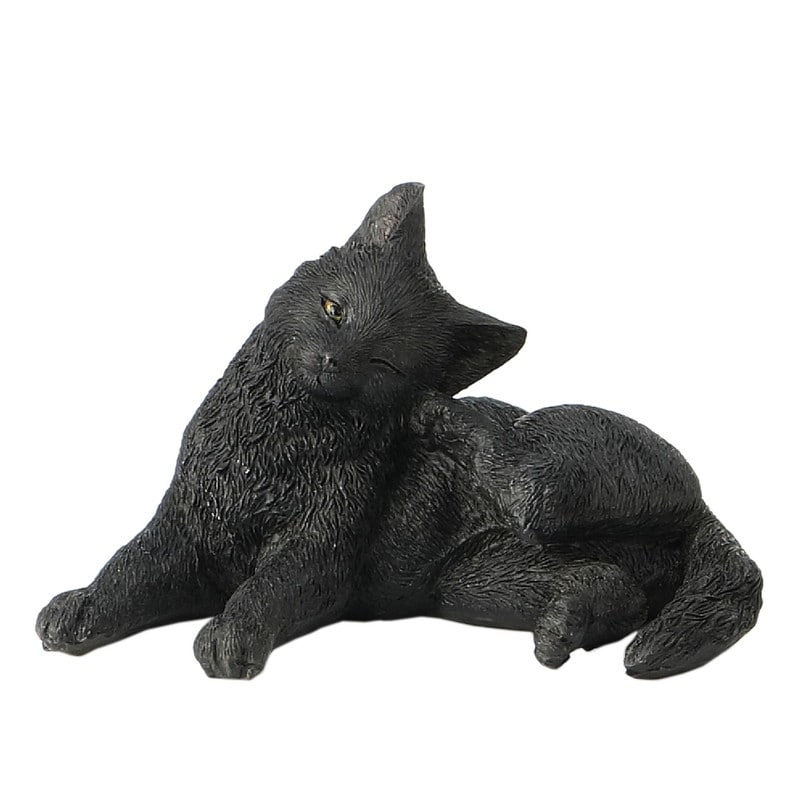 2.76 In H Cat Rear Feet Scratching Ear Figurine Poly Resin