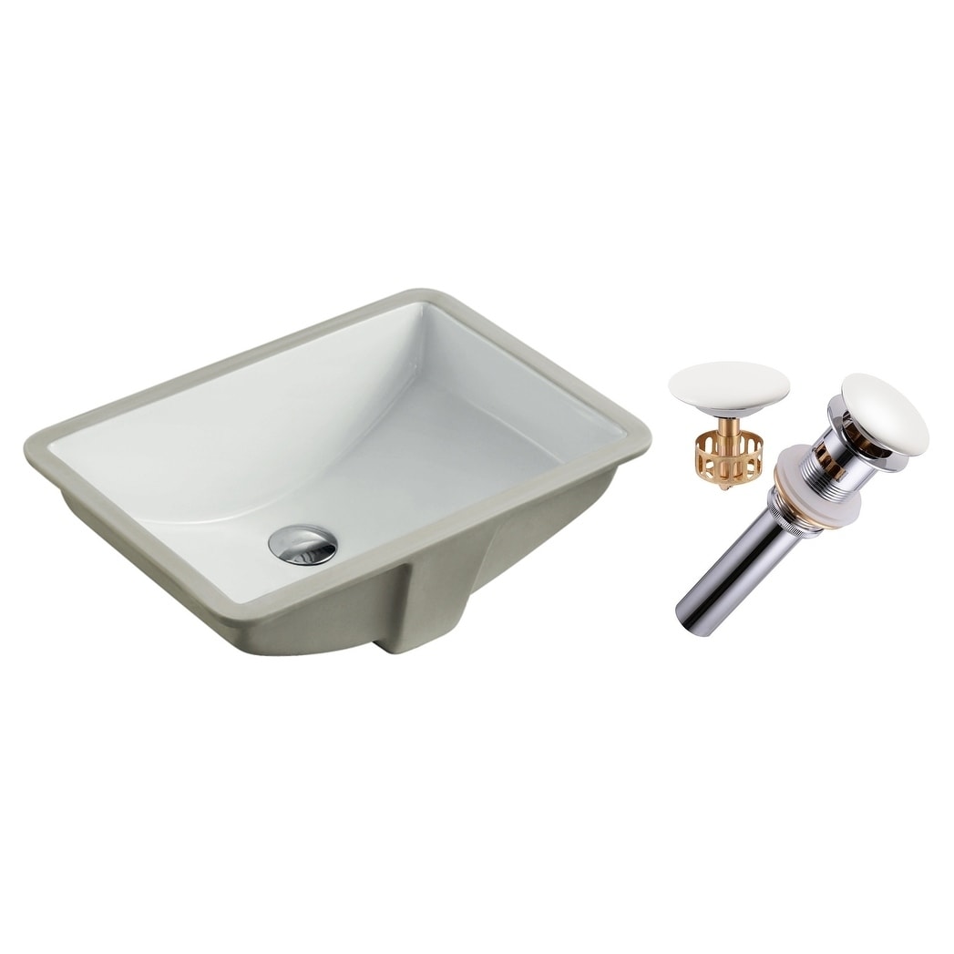 20 3 4 Inch European Style Rectangular Shape Porcelain Ceramic Bathroom Undermount Sink With White Umbrella Pop Up Drain