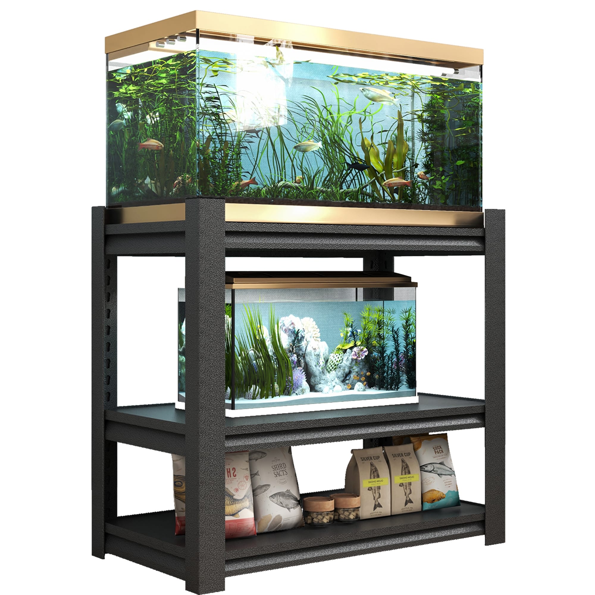 20 30 Gallon Fish Tank Stand Metal Aquarium Stand Adjustable Heavy Duty Reptile Tank Stand Adjustable 3 Tier Fish Tank Shelf