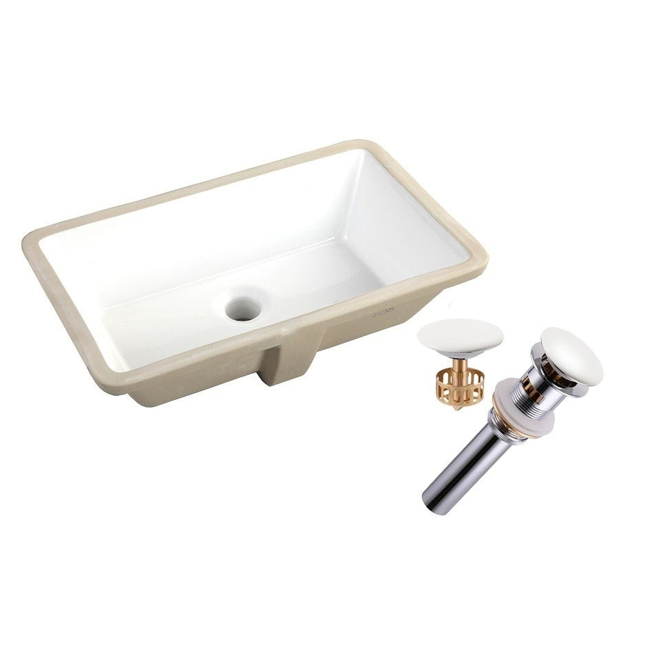 20 7 8 Inch X 15 1 2 Inch Rectangle Under Mount Glazed Ceramic Lavatory Vanity Bathroom Sink Pure White W Ceramic Pop Up Drain
