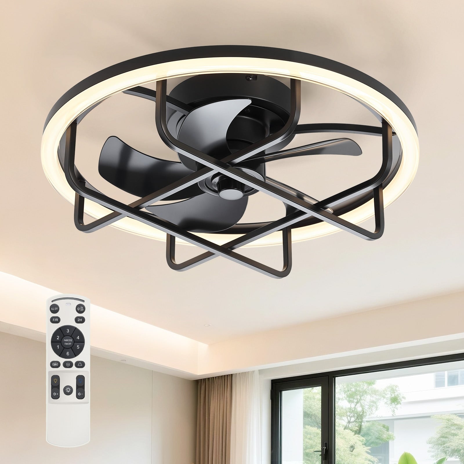 20 Inch 5 Blade Ceiling Fan With Rgb 3Cct Dimmable Led And Remote.
