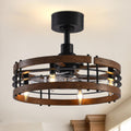 20 Inch Cage Ceiling Fan With Light And Remote 5 Blade Quiet Dc Motor 6 Speeds Reversible Airflow 4 Light E12 Bulb Base