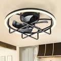 20 Inch Flush Mount Rgb Led Ceiling Fan Remote Control Reversible Dc Motor Black Low Profile Fan For Bedroom 20 Inch