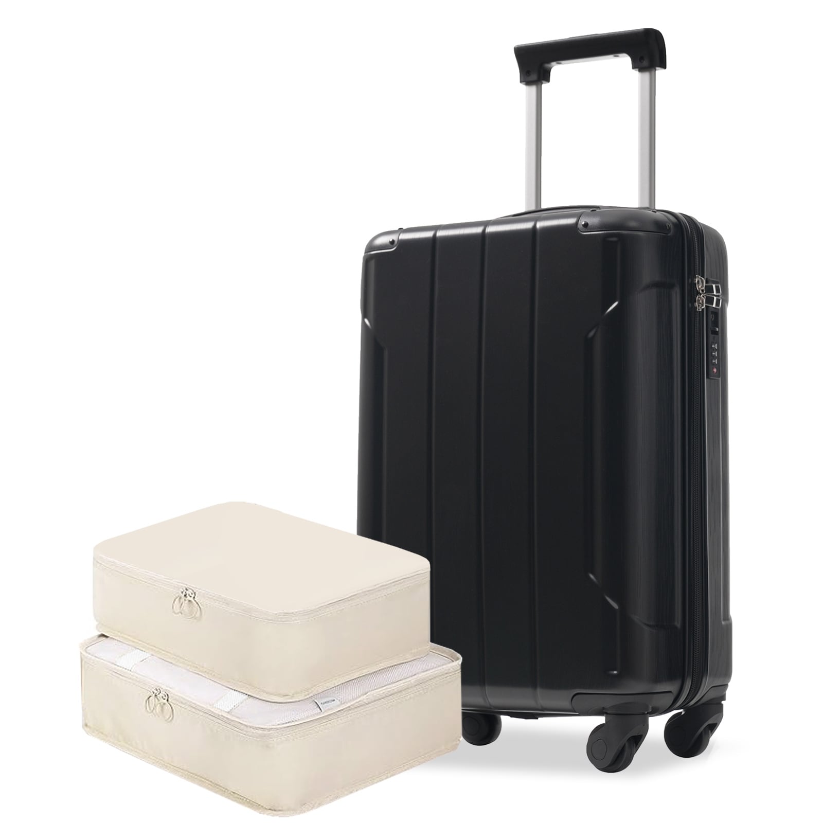 20 Inch Hardshell Carry On Luggage Lightweight Durable Abs Suitcase With Spinner Wheels Built In Tsa Lock 2 Packing Cubes