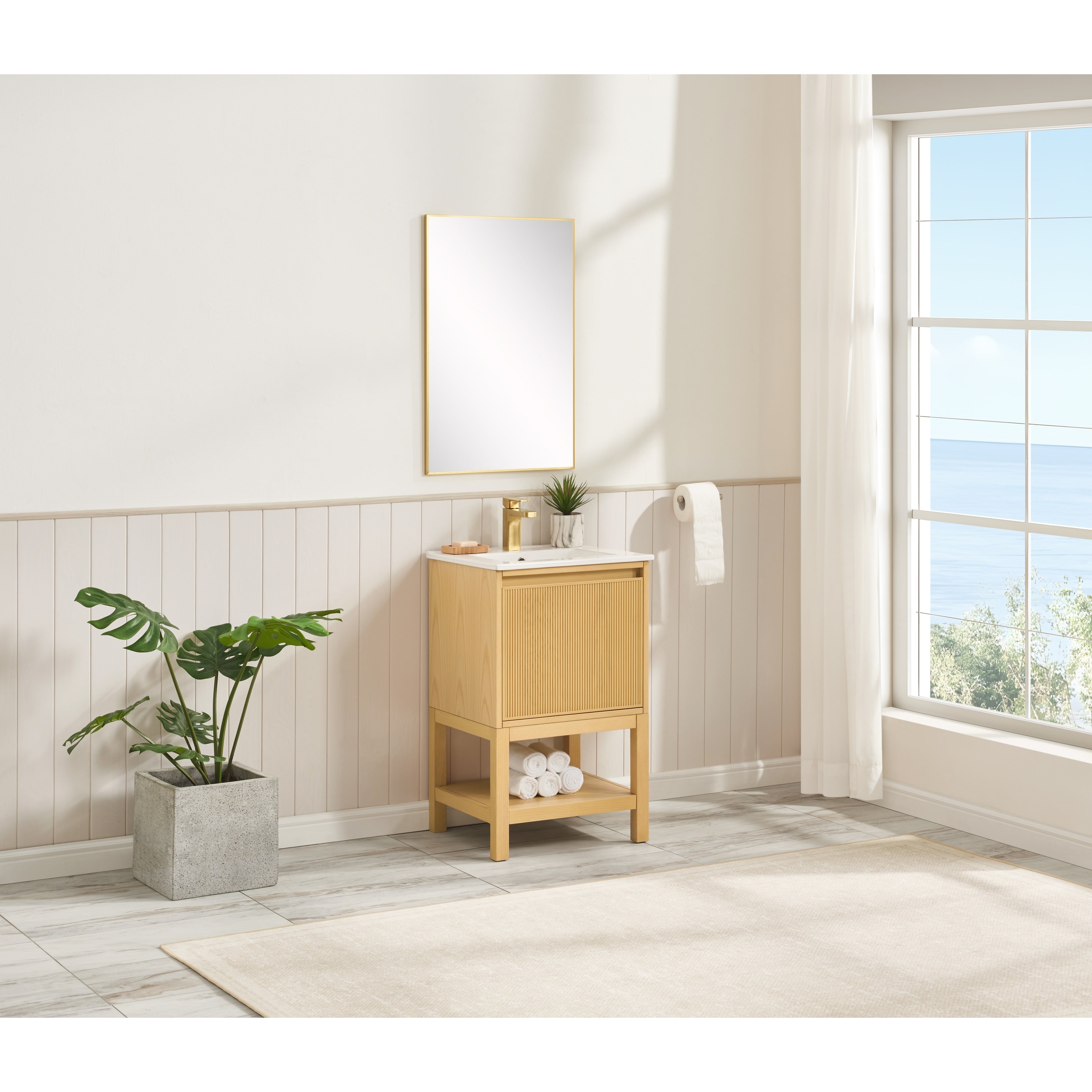 20 Inch Solid Wood Pre Assembly Bathroom Vanity With Adjustable Shelf