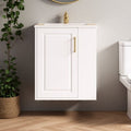 20 Inch Wall Mounted Bathroom Vanity With Ceramic Sink Floating Bathroom Cabinet With Side Storage Shelves Soft Close Door