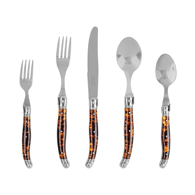 French Home Laguiole Connoisseur 20 Piece Tortoise Shell Flatware Set