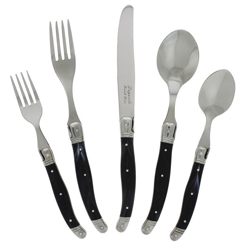 French Home Laguiole 20 Piece Black Flatware Set