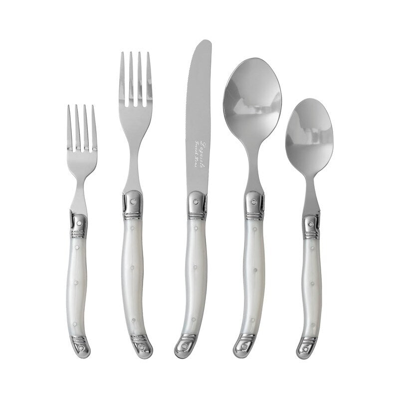 French Home Laguiole 20 Piece Flatware Set Pearl White