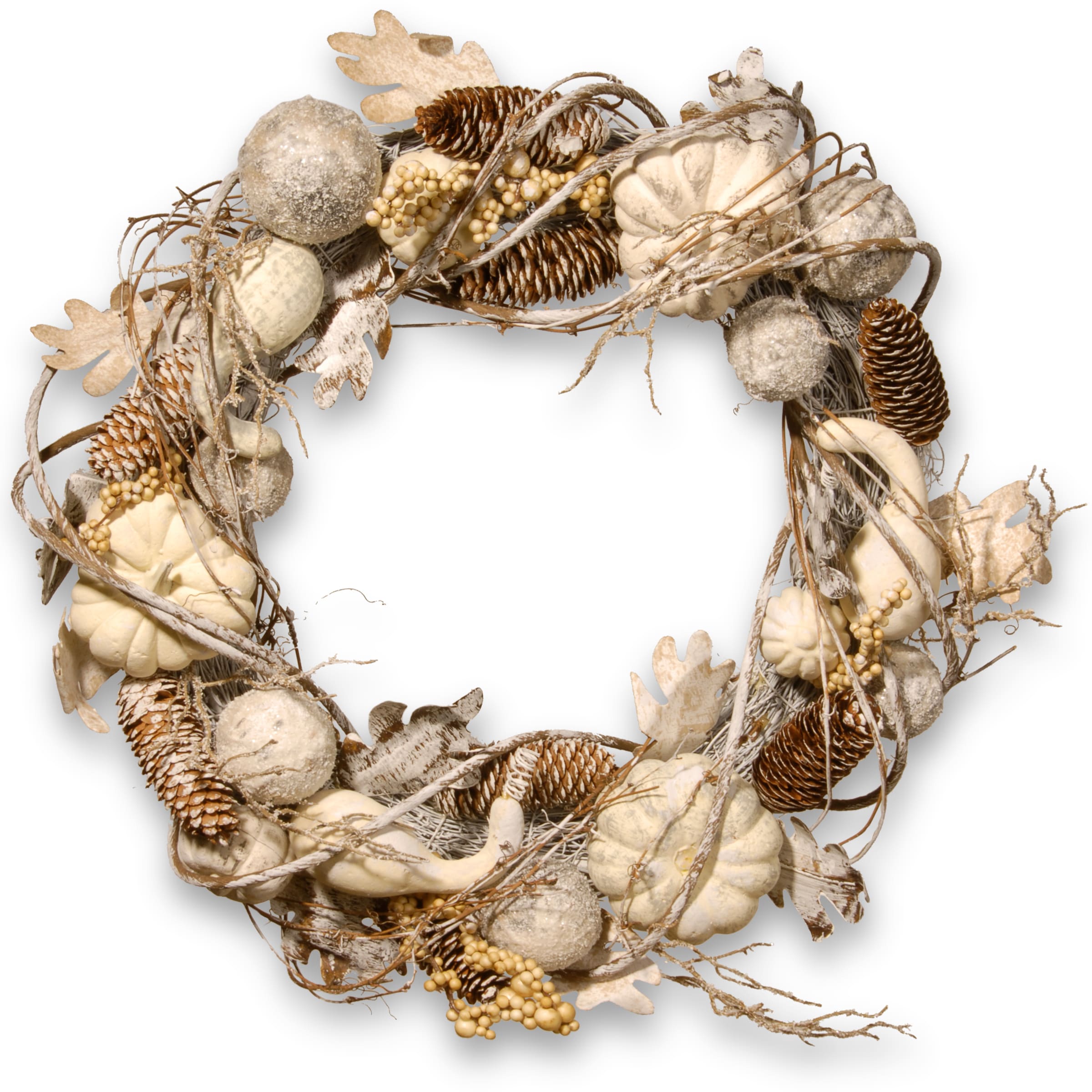 National Tree Company Rattan 20 Inch Pumpkin And Pinecone Wreath