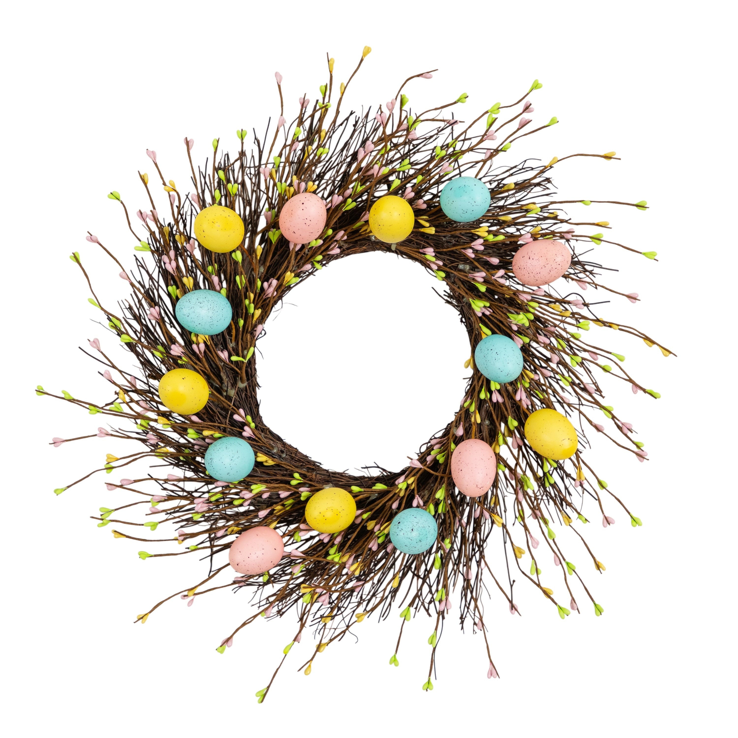 20 In Artificial Pastel Easter Egg Twig Wreath