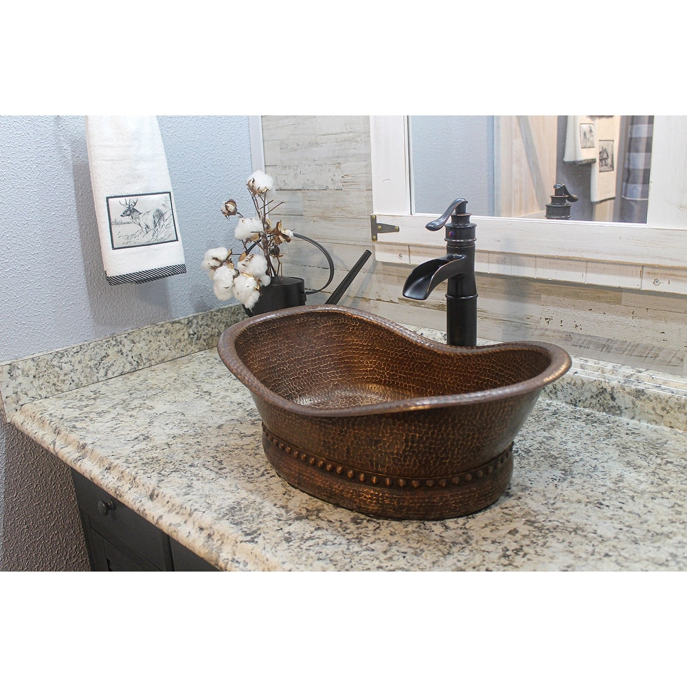 Premier Copper Products Bath Tub Vessel Hammered Copper Sink