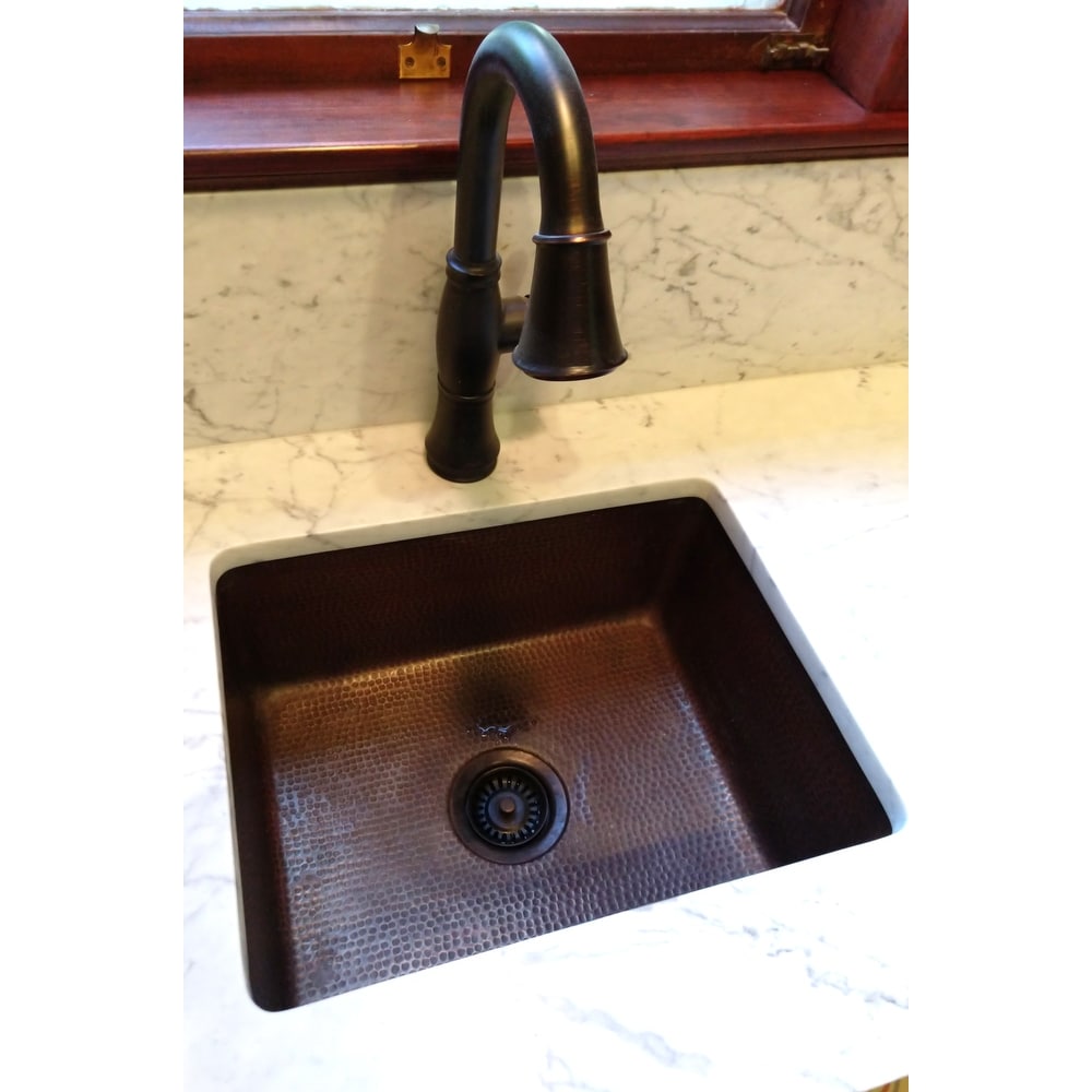 Premier Copper Products Hand Hammered Copper Undermount Single Basin Sink