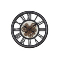 20 In With Gear Mechanism Black Wall Clock 20 In