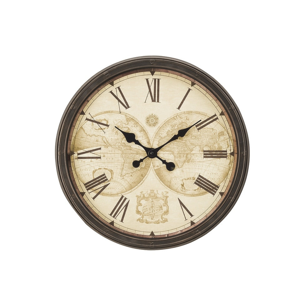 20 In With Roman Numeral Brown Wall Clock 20 In