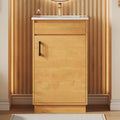 20 Inch Natural Wood Farmhouse Bathroom Vanity W Ceramic Sink Soft Close Door Adjustable Shelf