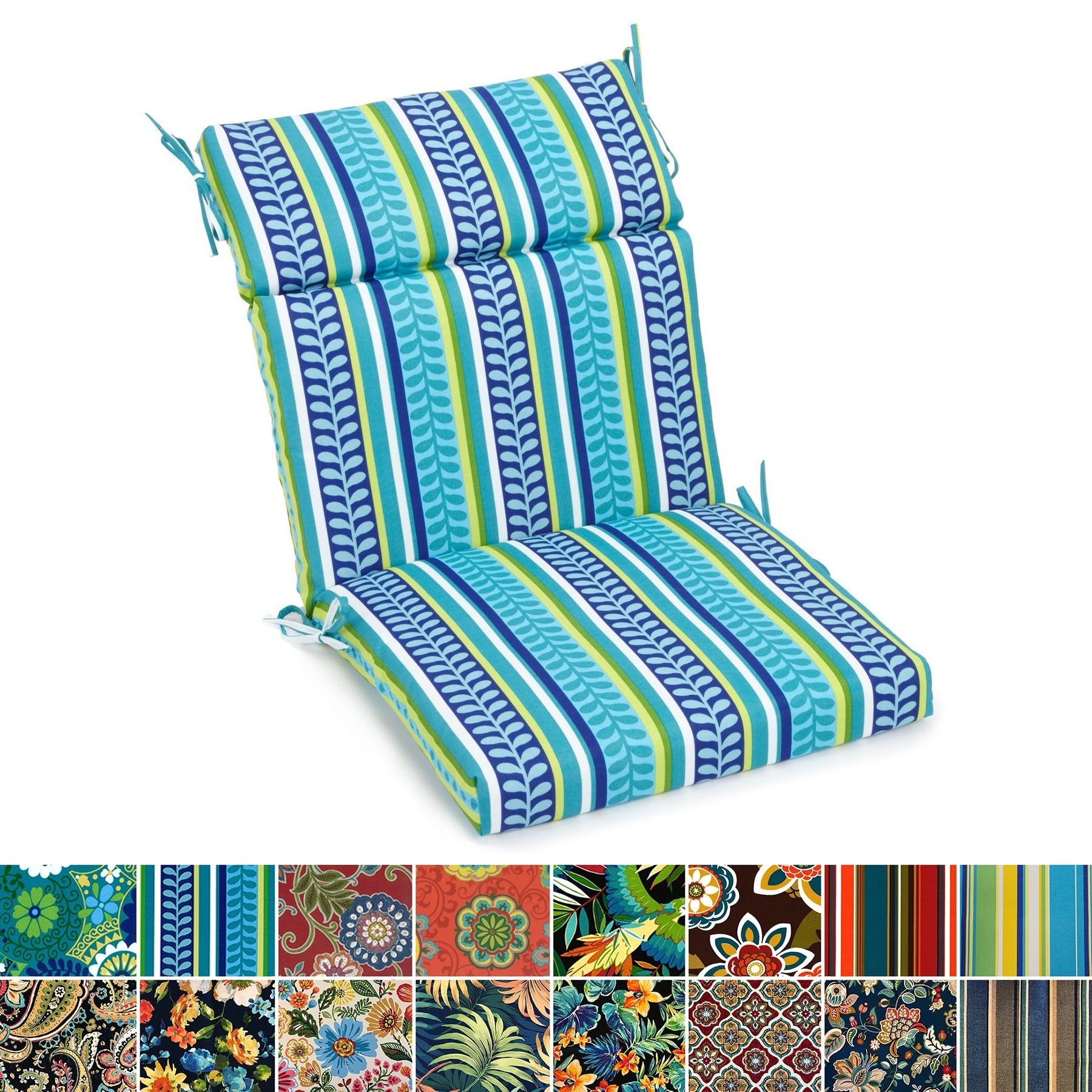 Blazing Needles 42 Inch By 20 Inch Patterned Outdoor Spun Poly Three Section Back Seat Chair Cushion