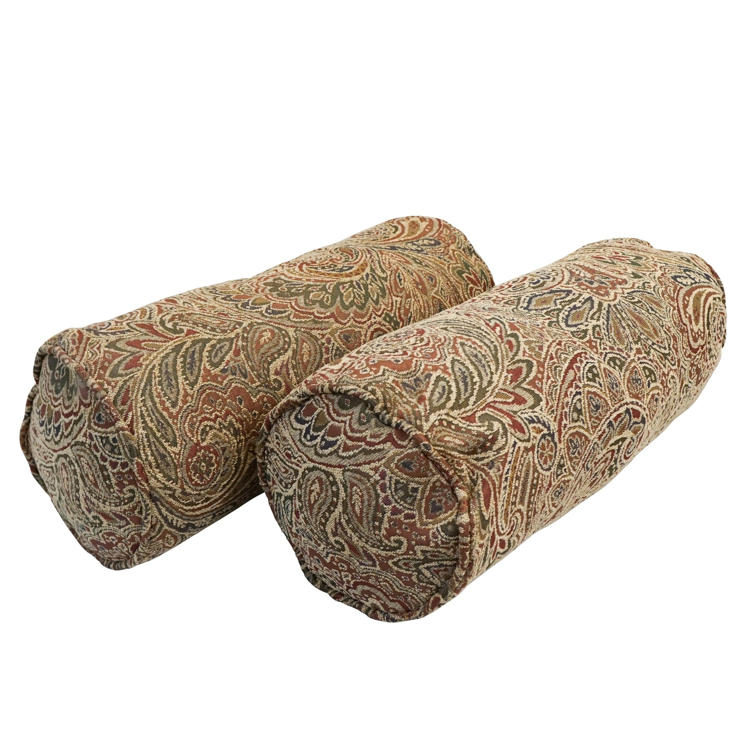 20 Inch By 8 Inch Corded Patterned Jacquard Chenille Bolster Pillows Set Of 2